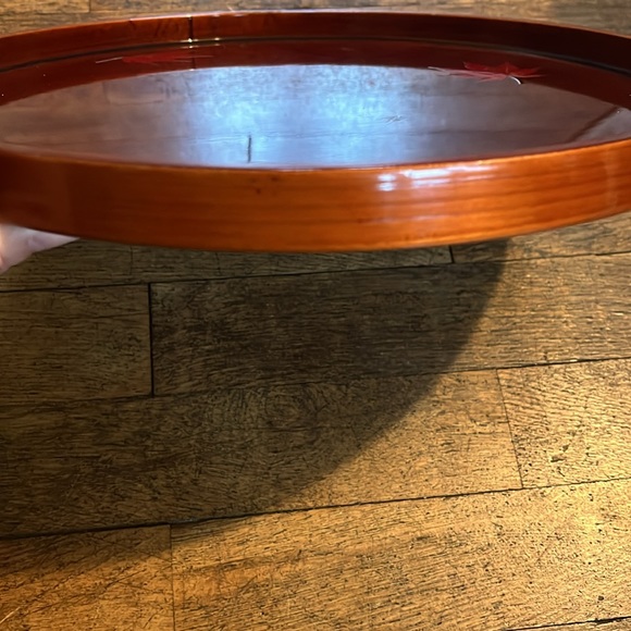 Japaness lacquered round Wood tray - Picture 2 of 7